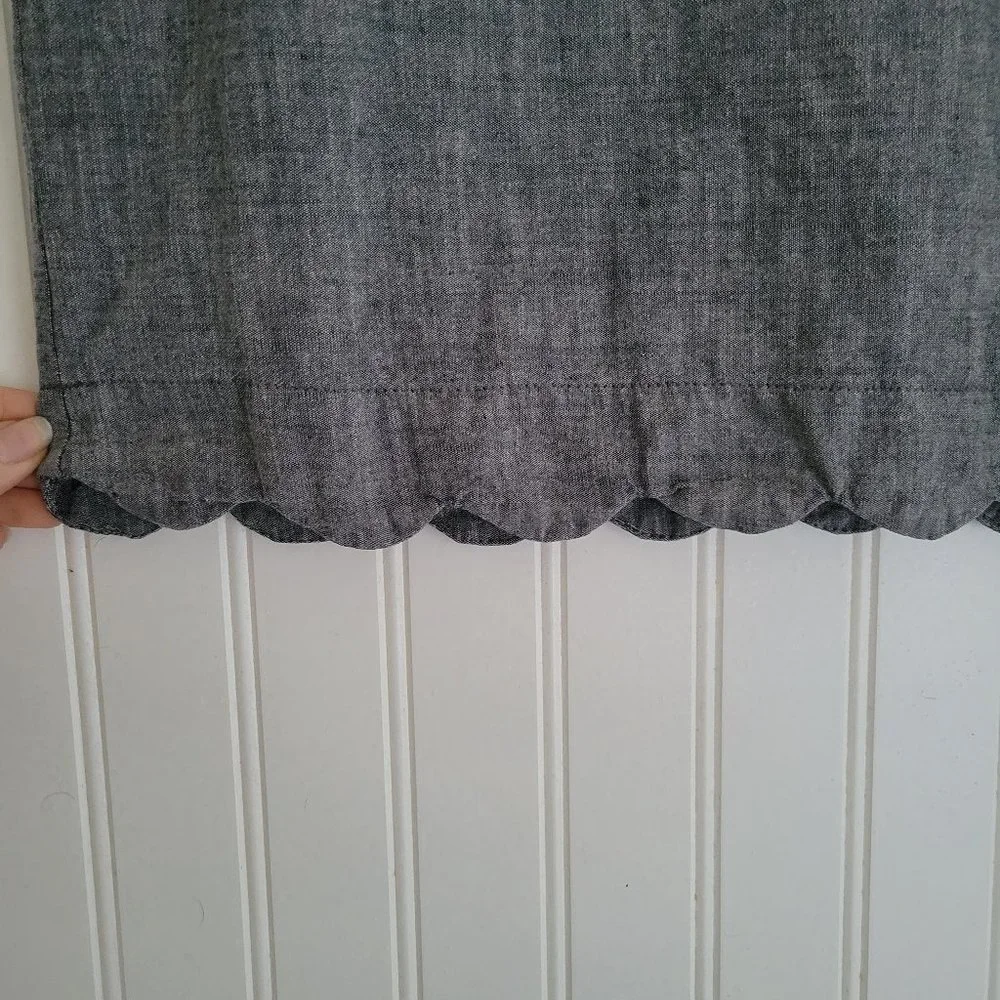 Monteau blue grey chambray scalloped hem top - Picture 3 of 7